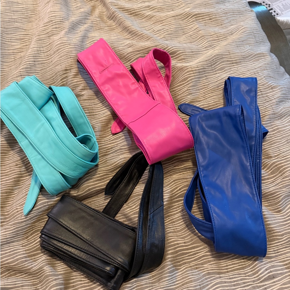 Sassy Jones Stylish Women's Leather Belt Set - Black, Blue, Pink, and Turquoise